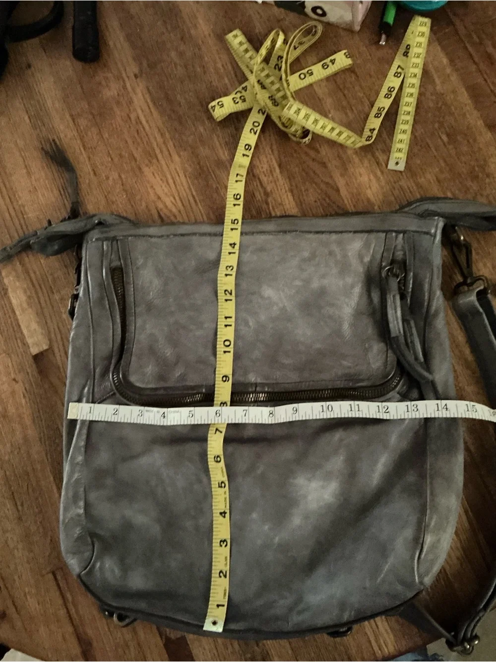 Tano Slate Gray Leather Crossbody Backpack
